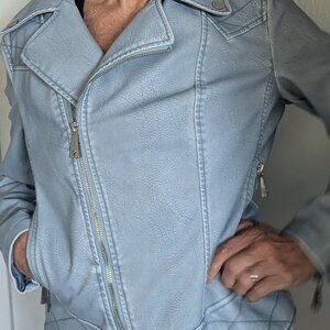 Vegan leather powder blue Guess jacket